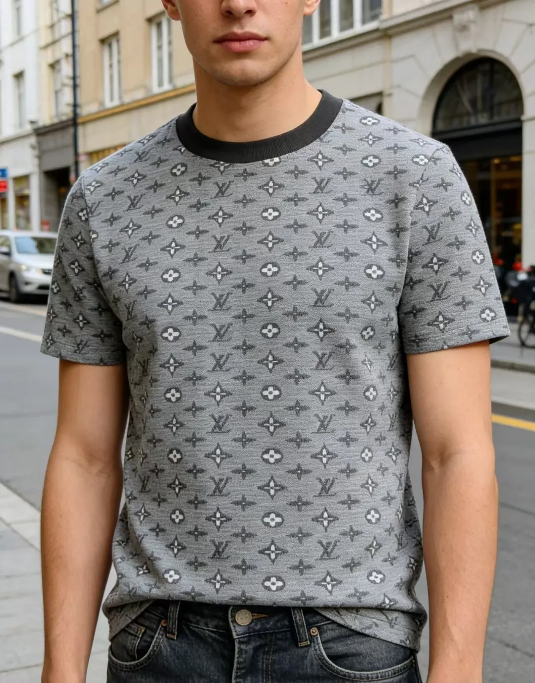 Louis Vuitton/Louis Vuitton 26ss all-over presbyopia jacquard short sleeves